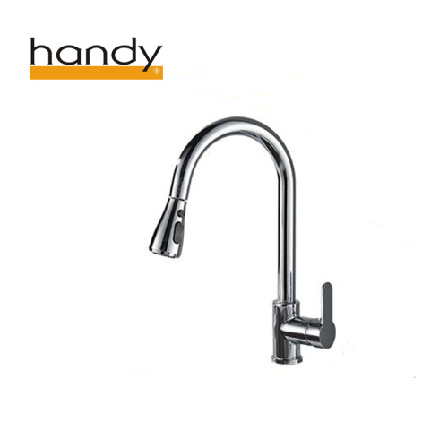 Brass chromed pull down kitchen faucet with sprayer