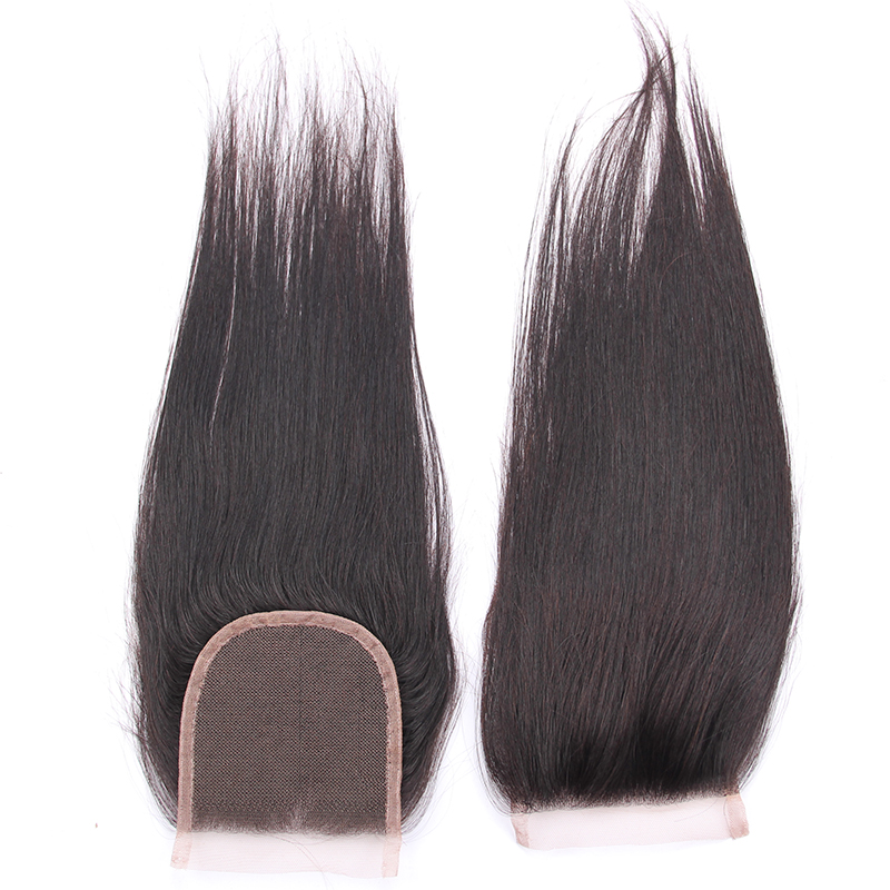 Unprocessed Dark Brown Silk Top Skin Lace Closure Double Drawn Straight Human Hair