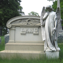 Life size stone cemetery angel lang statue mourning figure for decor