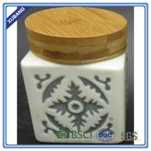 Square shape ceramic storage jar ceramic cookie jar