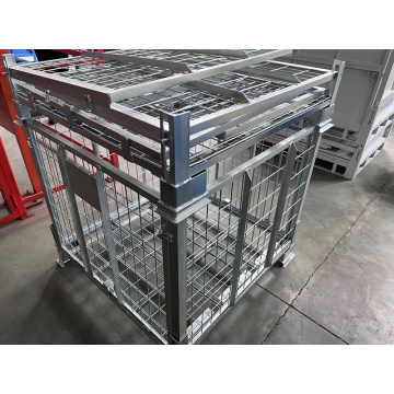 Cage de rangement pliable en acier doux en argent