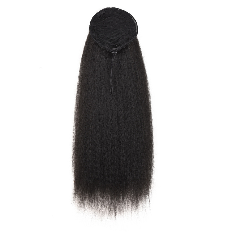 Ponytail mesh Yaki long hair extensions Puff Ponytail fibre weave black ponytail wrap