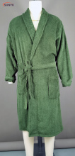 Men's 100%cotton towel long sleeve bathrobe