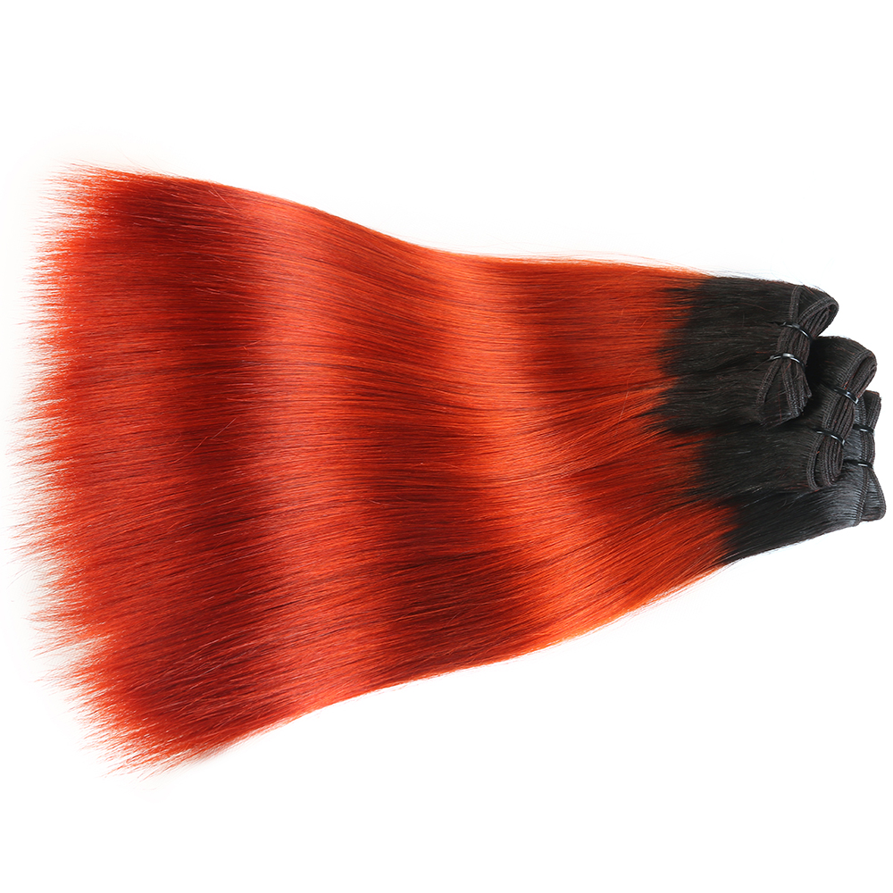 Wholesale Unprocessed Ombre Double Drawn Cuticle Aligned Remy Virgin 1B Light Orange Hair