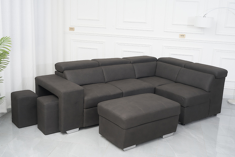 Tech Fabrics Sofa Bed With Ottoman & Stools