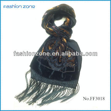 Wholesale fashion women fringed silk velvet scarf