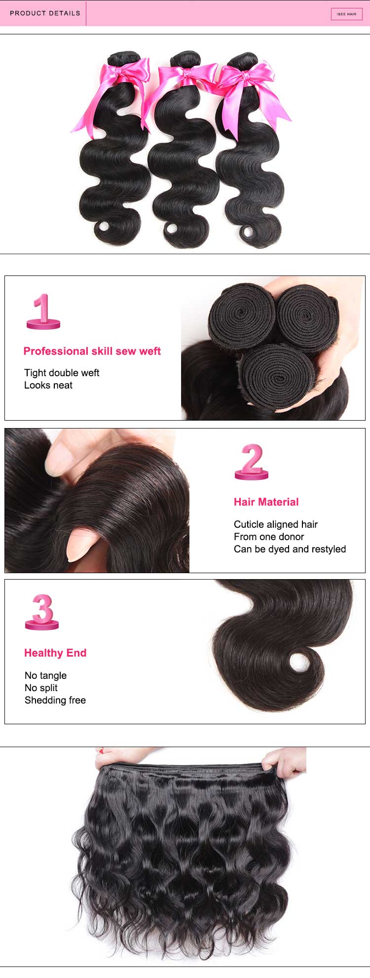 High Feedback Body Wave Extensiones Pelo Humano Peruano Natural