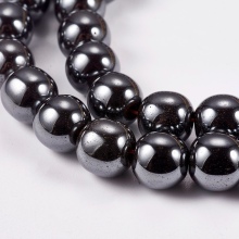 Pandahall 8mm Round Black Synthetic Hematite Gemstone Beads
