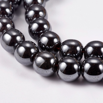 Pandahall 8mm Round Black Synthetic Hematite Gemstone Beads