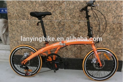 Most fashionable orange 7 speed 20 inch high quality folding bike hot sell in Europe