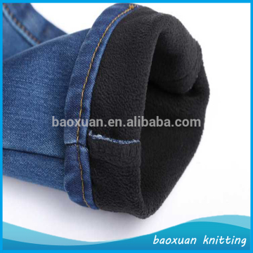 100% polyester black polar fleece lining fabric jeans fleece lining