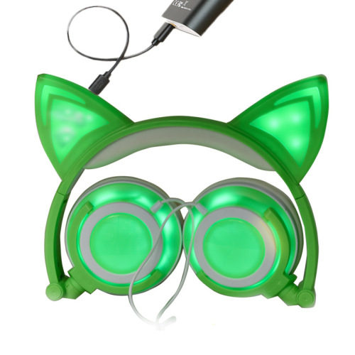 Écouteurs à oreilles de chat à peau douce Écouteurs brillants de protéines