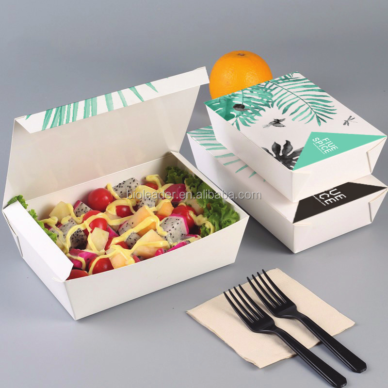 Disposable Kraft Paper Pasta Noodle Biodegradable Box Take Away Food Box