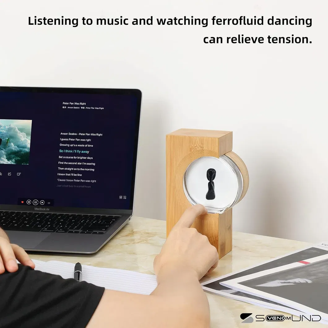 Ferrofluid Speaker Music Mate, Symbiote in a Bottle, Ferrofluid Display Lamp, Magnet Liquid Toy