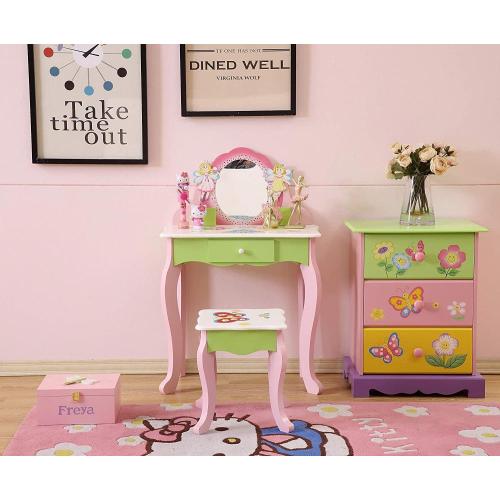 Kids Vanity Table Set With Makeup Mirror