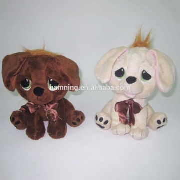 15cm sitting dog with bow plush toys