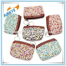 Women Pastoral Style Floral Canvas Card Coin Key Bag Wallet Purse Pouch