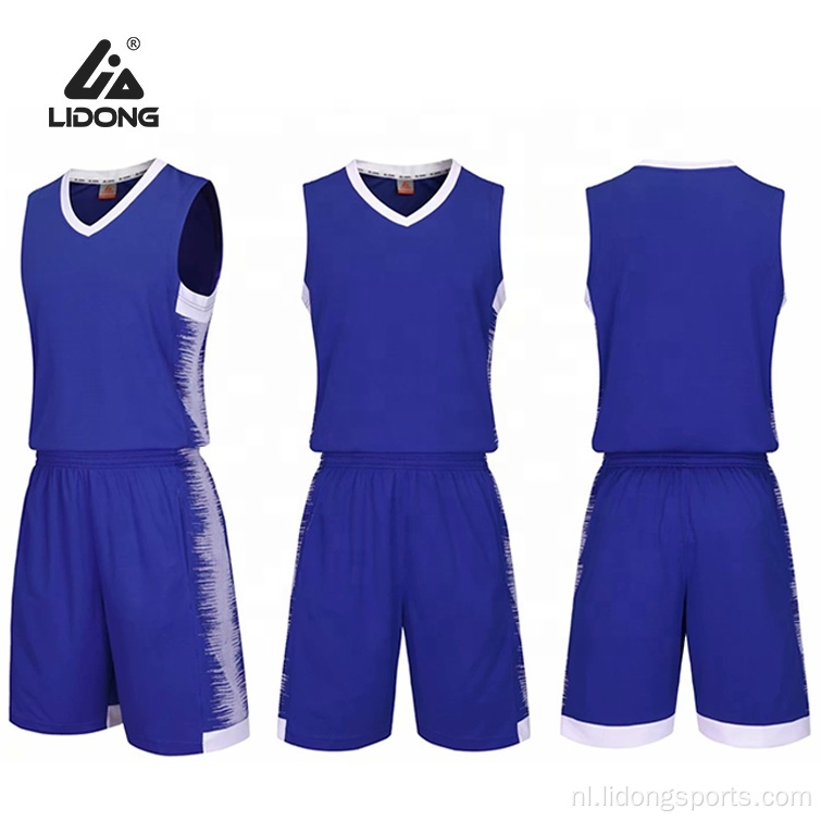 Lage MOQ Custom Men Basketbal Uniformen Reversible Kids Basketball Jersey