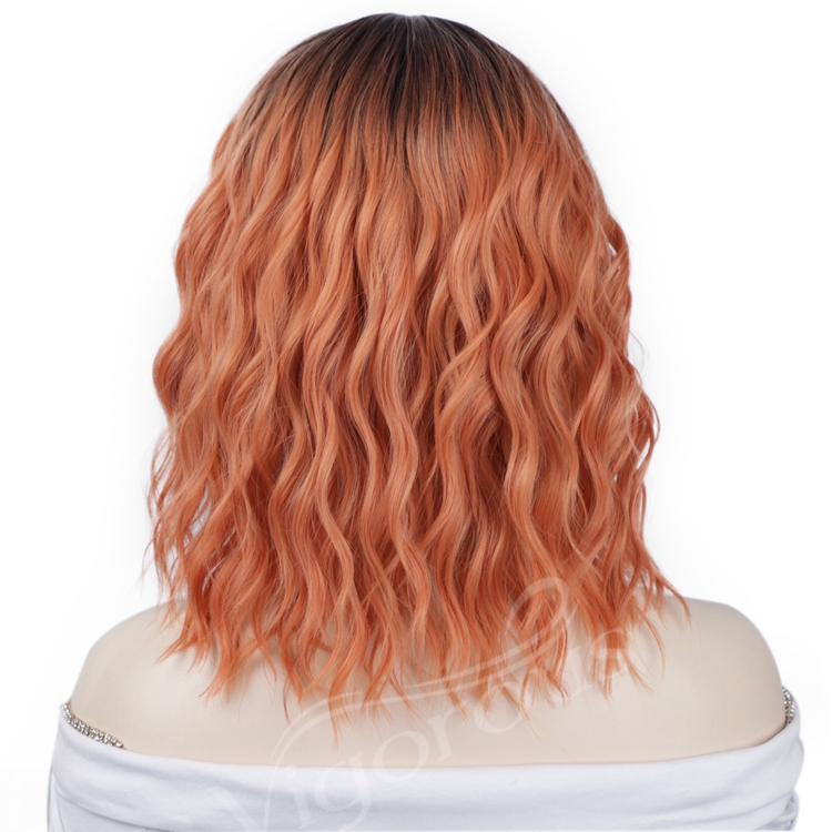 Vigorous Body Wave Ombre Black Brown Cheap Price Natural Lace Front For Black Women Short Bob Synthetic Hair Wigs