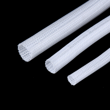 White braided wrap-around self-closing cable sleeve