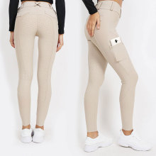 Mujeres calzones completos de silicona leggings ecuestres con bolsillo