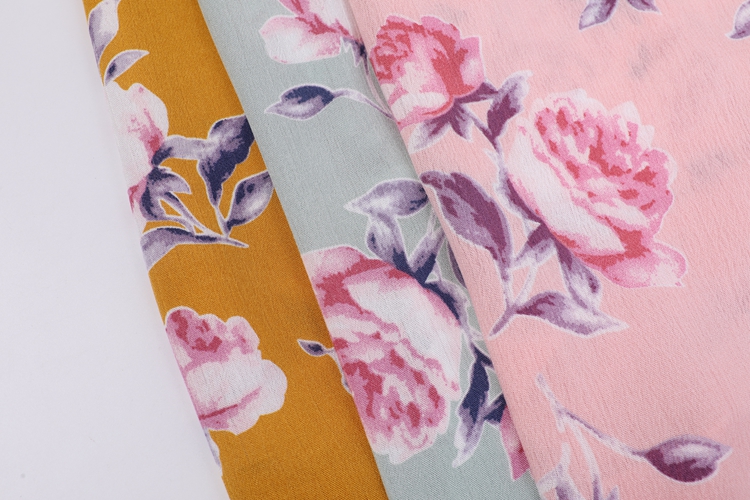 Tillverkare Eco Friendly Custom Color Print 100%Rayon Crinkle Fabric