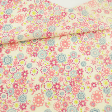 Cotton Fabric Printed Circle Floral and Leaves Designs Home Textile Sewing Tecido Doll Cloth Fat Quarter for Beginner's Practice