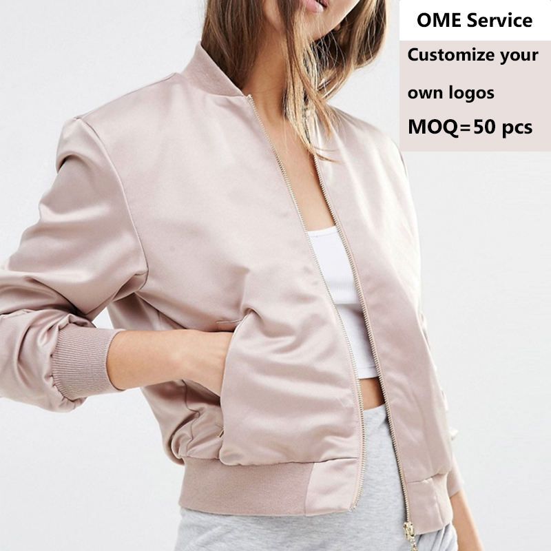 New Smooth Satin Baseball Jacket Women