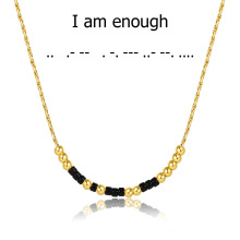 Personalized Women's Morse Code Jewelry: Gold Plated Copper Beads Necklace Symbolizing Luck, Friendship, Love, Hope & Self-Esteem