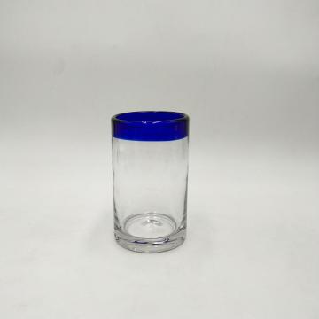 High quality Clear bubble candle glass with wide blue rim