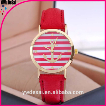 lady fashion watch Fashion color stripe anchor watch Leisure belt quartz watch