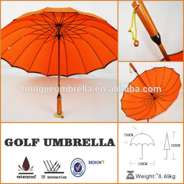 quality wooden golf umbrella wood shaft solid color fabric umbrella