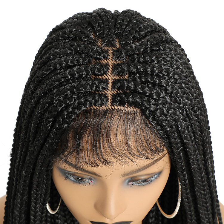 Extra Long Wholesale Cheap Colourful Micro Cornrow African Lace Front Glueless Knotless Synthetic Singles Braided Wigs Vendors