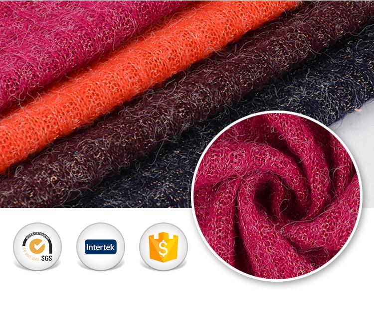 Good price fashion acrylic polyester blend wholesale mohair thick rib knit fabric