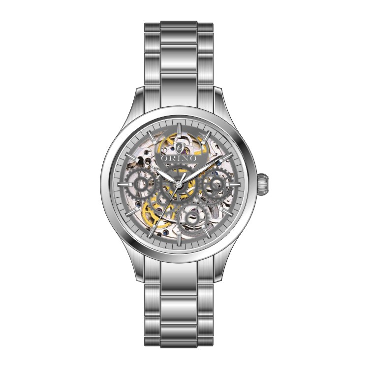 Skeleton Dial Steel Mechanical Woman Automatic Watch