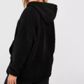 Mesdames Black Pullover Sweat à capuche en gros personnalisé avec Zipper