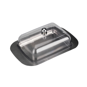 Stainless Steel Metal Saucer Clear plastic Lid