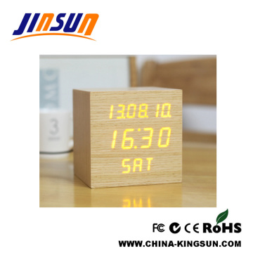 Wooden Calendar Clock Led Desk Model