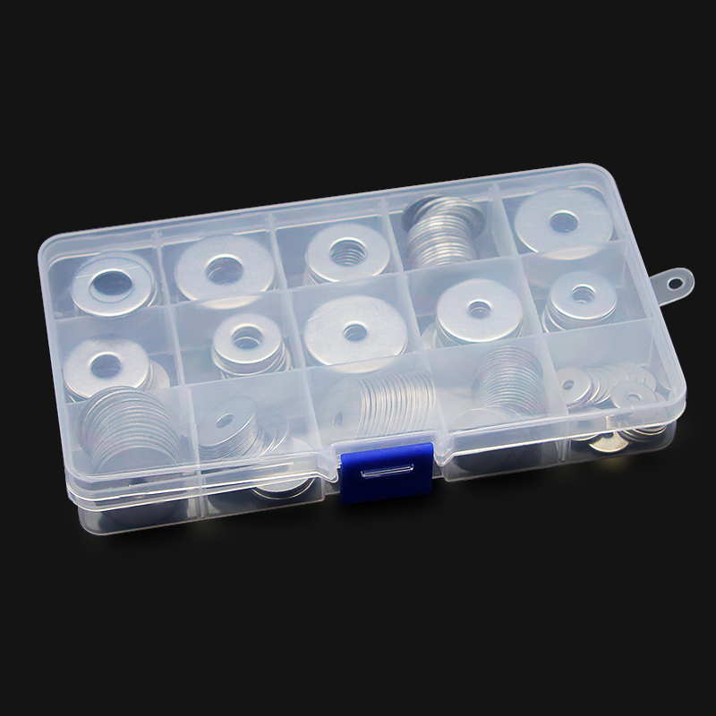 High strength Professional Manufacturer 304 stainless steel penny flat washer assortment kit 200 pieces