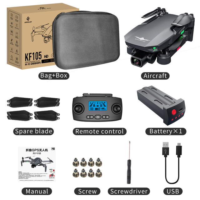 KF105 Drone 4K HD Camera GPS Brushless EIS Anti-Shake Photography Professional Image Transmission Foldable RC Quadcopter