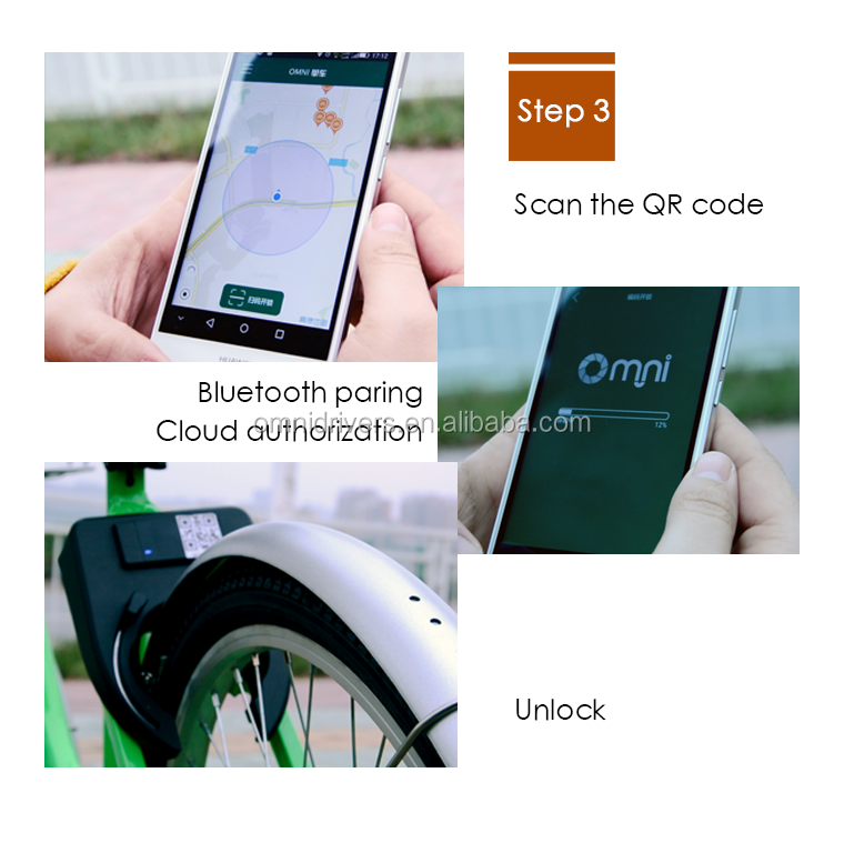 Omni Popular waterproof IP 67 GPS positioning 2G/4G GPS BLE sharing rental E bicycle bike Smart lock
