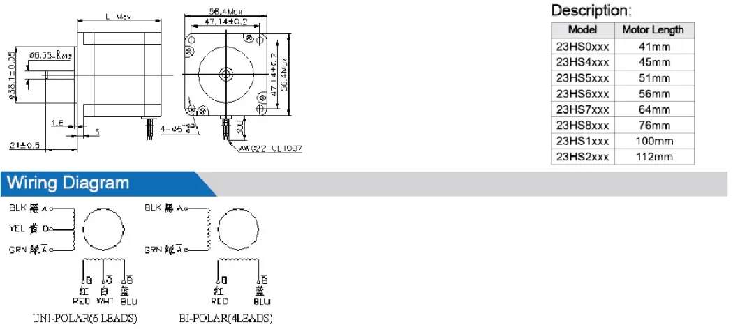 3 Phase NEMA 23 Stepping Motor