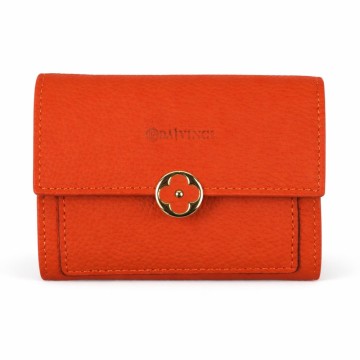 Floral Lock Genuine Leather Multi-Function Compact Wallet