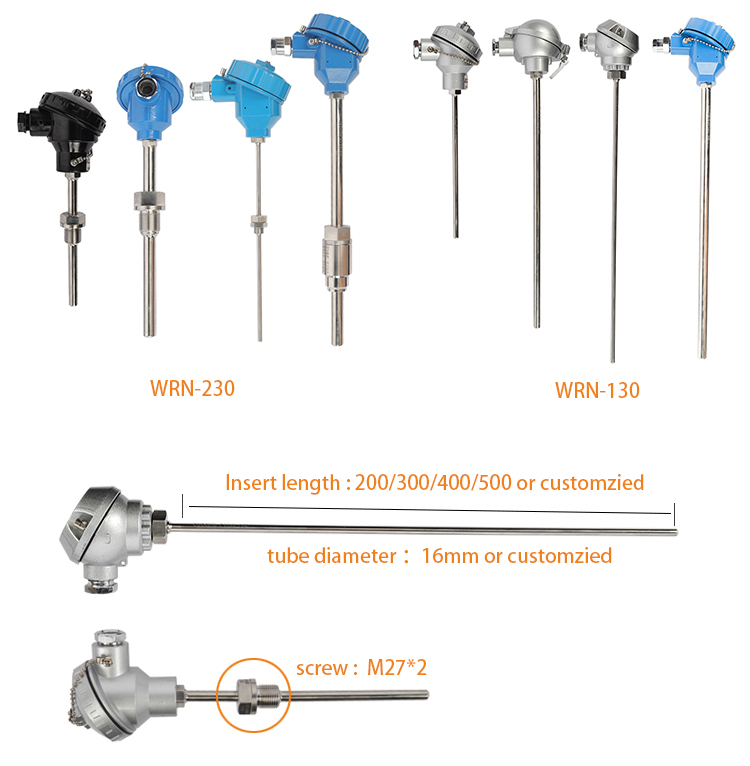 high accuracy stainless steel probe industry thermocouple rtd pt100 temperature sensor