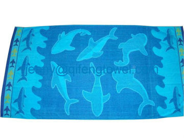 ocean pattern jacquard velour beach towel