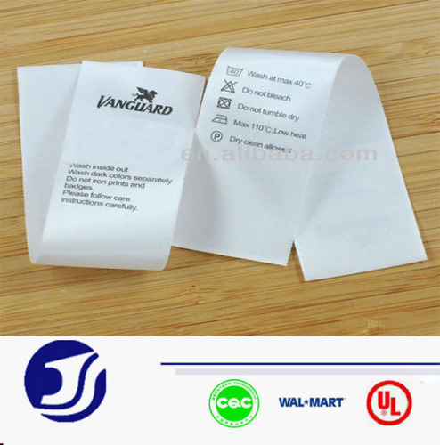 custom printed polyester satin care label