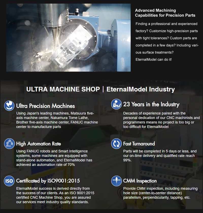 EternalModel Customized CNC machining machined CNC milling service