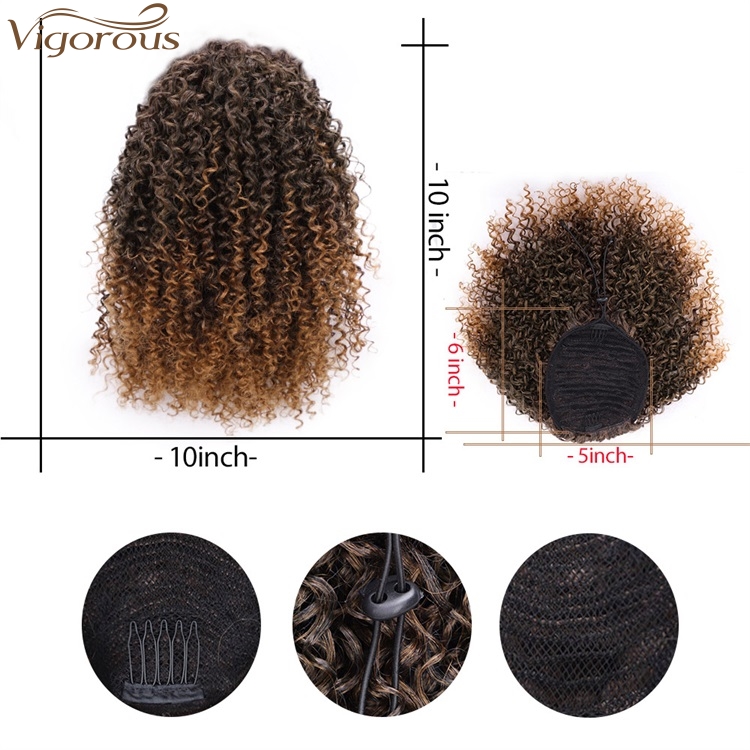 Wholesale Synthetic Short Drawstring Ponytail Messy Hairpieces Afro Kinky Curly Hair Extensions For Black White Women