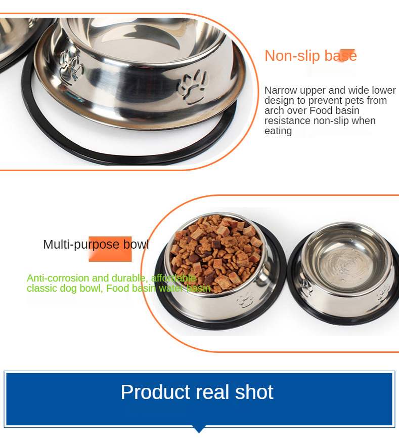 Stainless Steel Dog Food Bowl Custom Fall Resistant and Non-slip Dog Feeding Bowl