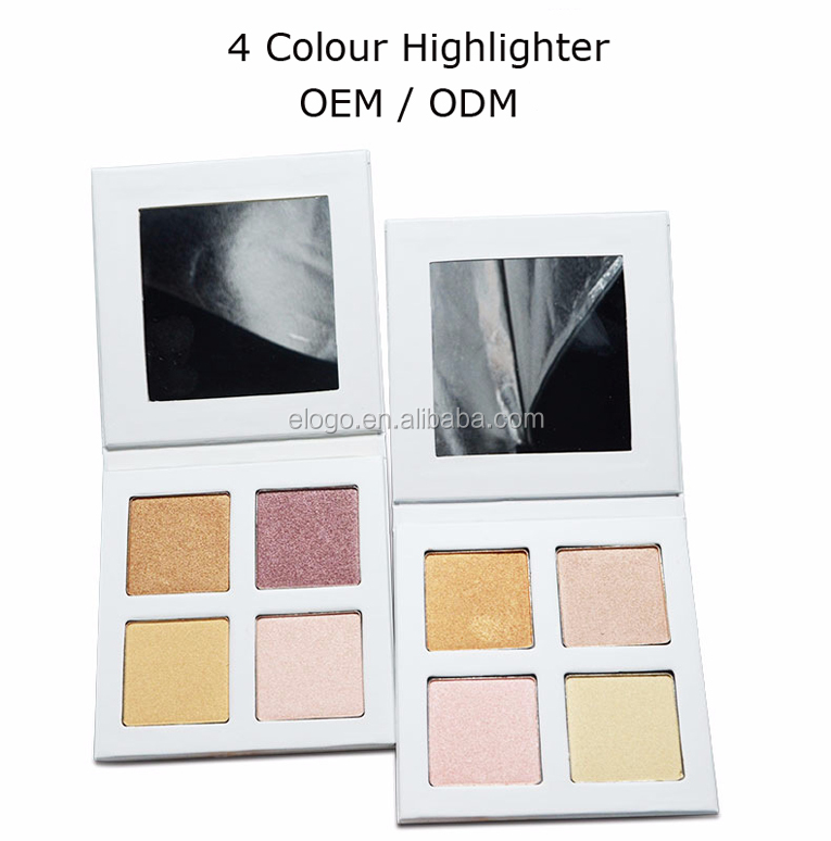 4 color Highlighter OEM ODM wholesale Private label makeup highlighter Palette your own brand